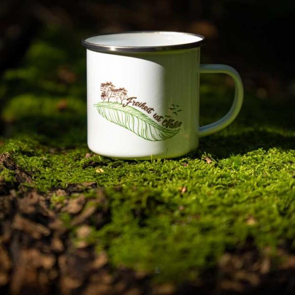 Emaille Tasse Freiheit ist Natur
