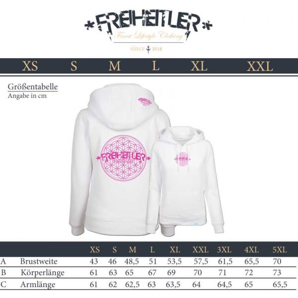 Blume des Lebens Hoodie "29.565" Weiß Damen