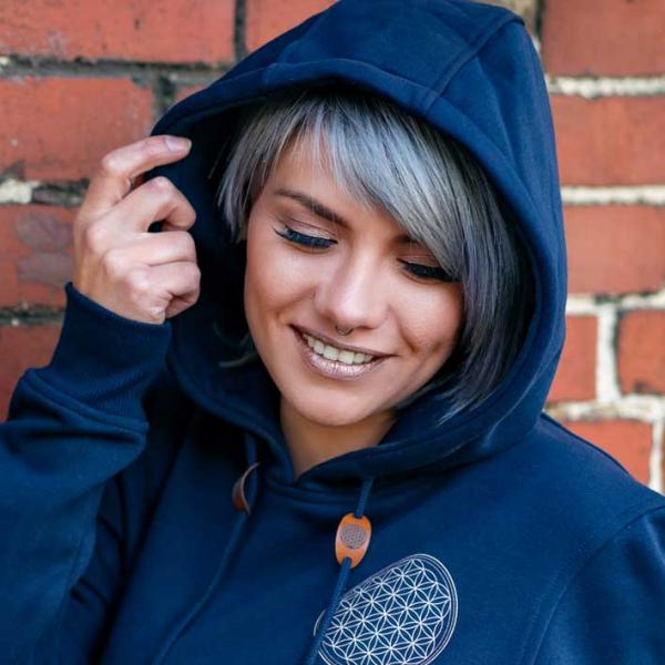 Blume des Lebens Hoodie Unisex Navy