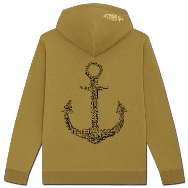 Bio Premium Werte Anker Hoodie Olivenöl Unisex