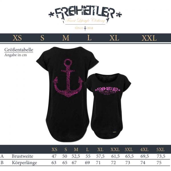 Werte Anker Long Girlie "29.565" Schwarz Pink Damen