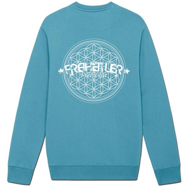 Bio Premium Blume des Lebens Sweater "29.565" Unisex Atlantik