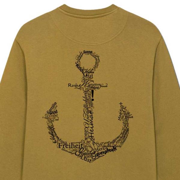 Bio Premium Werte Anker Sweater Olivenöl Unisex