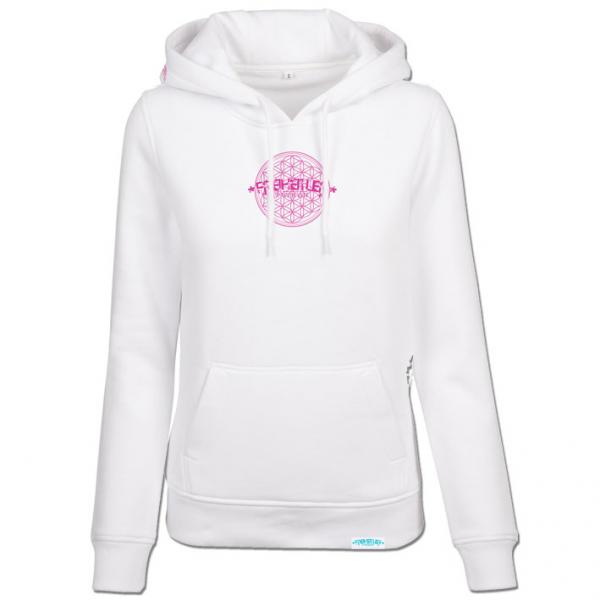 Blume des Lebens Hoodie "29.565" Weiß Damen