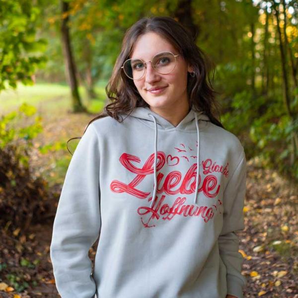 Glaube Liebe Hoffnung Hoodie Damen Lichtgrau