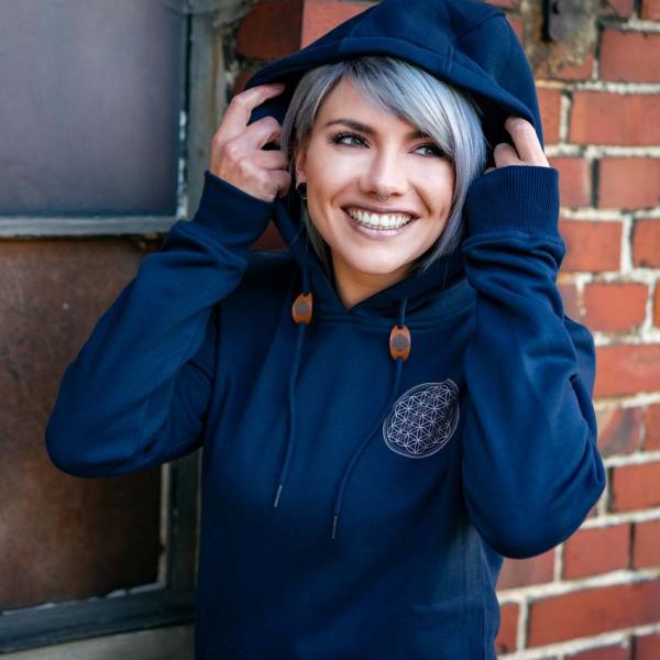 Blume des Lebens Hoodie Unisex Navy