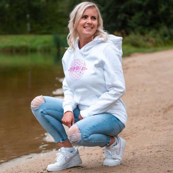 Blume des Lebens Hoodie "29.565" Weiß Damen