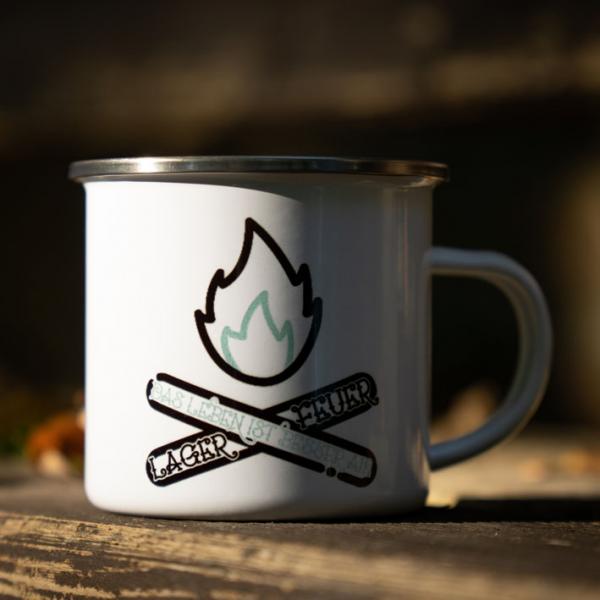 Emaille Tasse Lagerfeuer