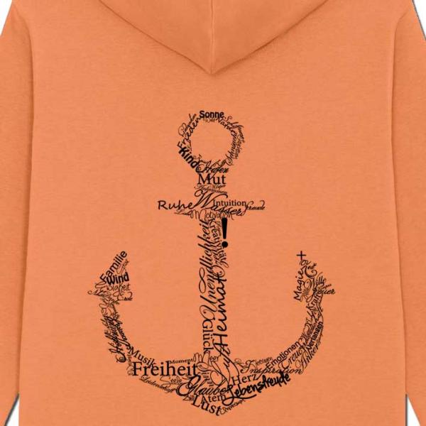 Bio Premium Werte Anker Hoodie Vulkanstein Unisex