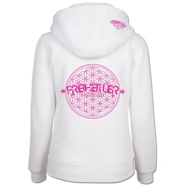 Blume des Lebens Hoodie "29.565" Weiß Damen