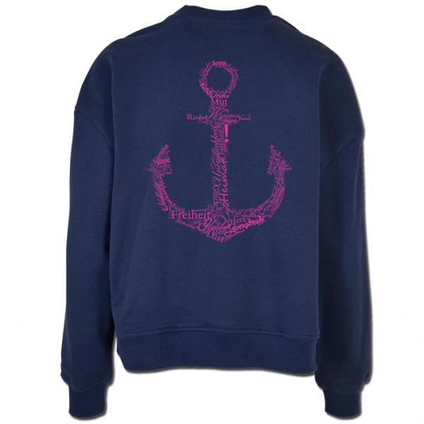 Werte Anker Oversized Sweater Damen Navy
