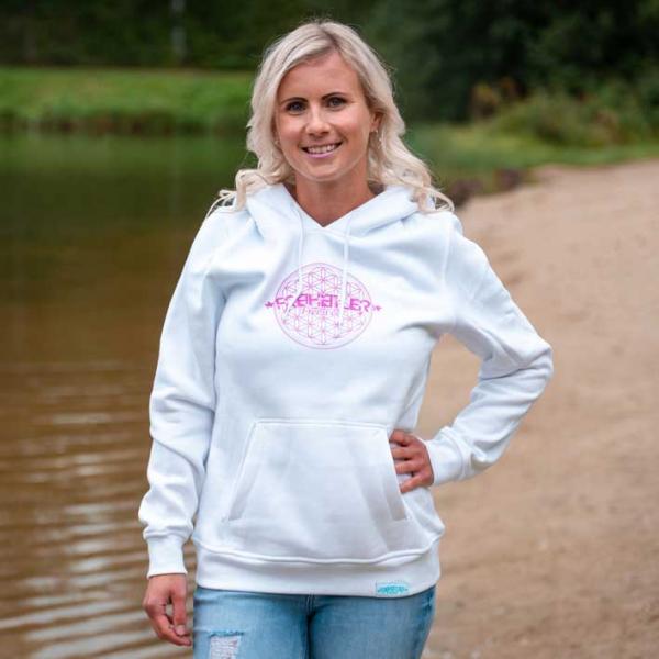 Blume des Lebens Hoodie "29.565" Weiß Damen