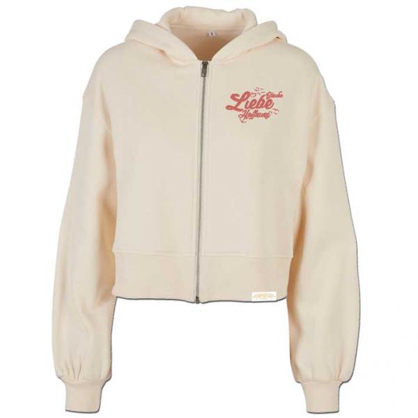 Oversized Zipper Glaube Liebe Hoffnung Damen Sand