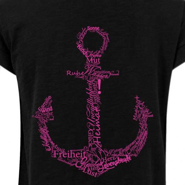 Werte Anker Long Girlie "29.565" Schwarz Pink Damen