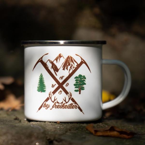 Emaille Tasse Gebirge