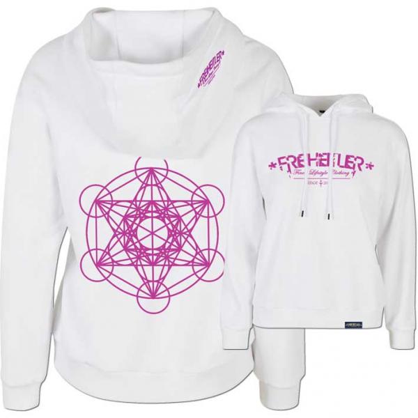 Metatrons Würfel Relaxe Hoodie Damen Weiß