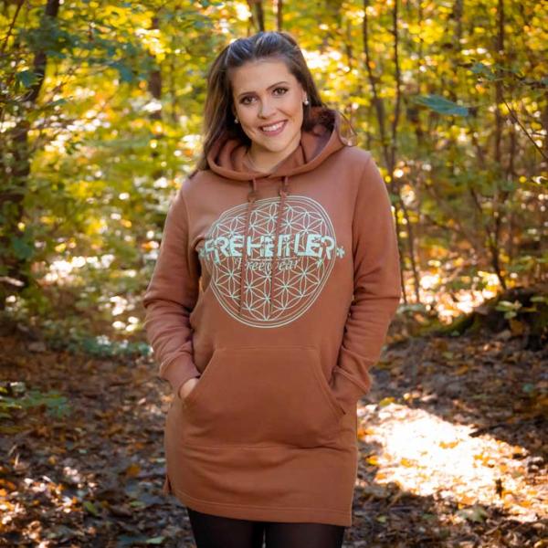 Bio Premium Blume des Lebens Hoodie Kleid