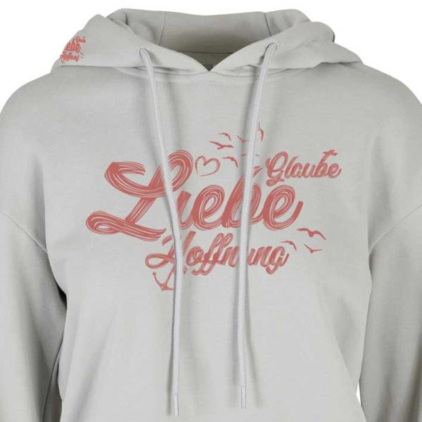 Glaube Liebe Hoffnung Hoodie Damen Lichtgrau