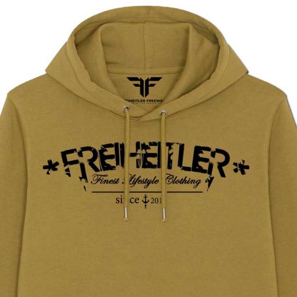 Bio Premium Werte Anker Hoodie Olivenöl Unisex