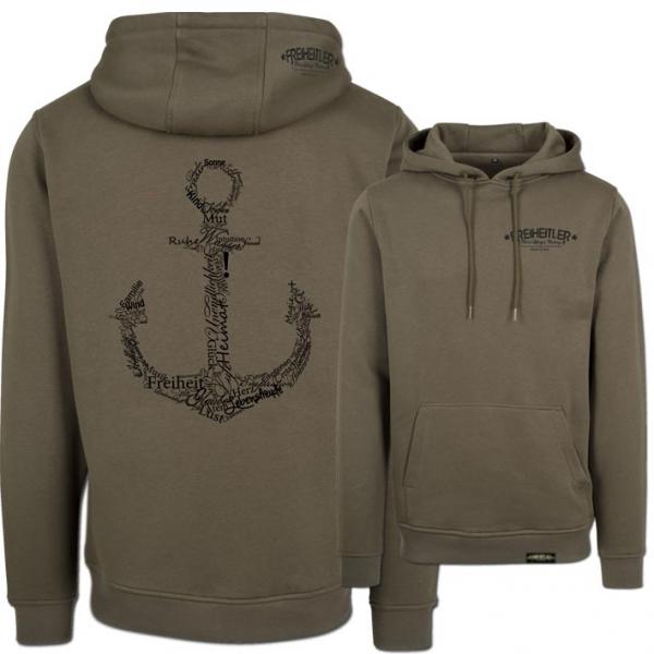 Werte Anker Hoodie Olive Unisex