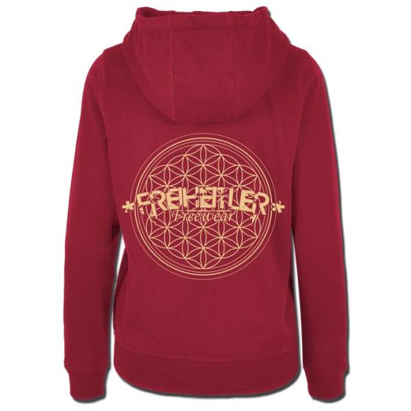 Blume des Lebens Hoodie Damen Rot