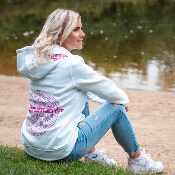 Blume des Lebens Hoodie "29.565" Weiß Damen