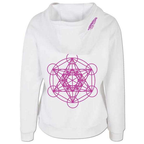 Metatrons Würfel Relaxe Hoodie Damen Weiß