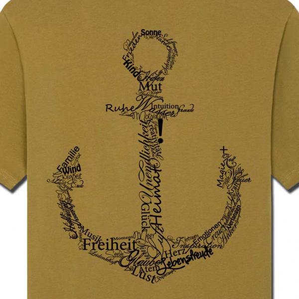 Bio Premium Werte Anker Shirt Oliven Öl Unisex