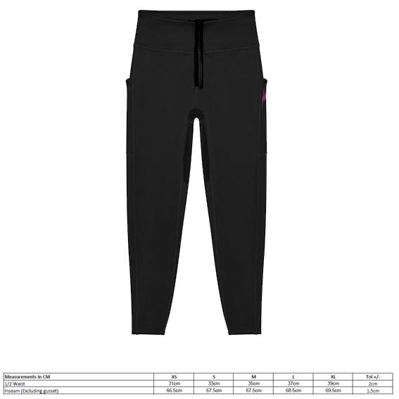 Premium Sports Leggings Pure Black Pink Damen