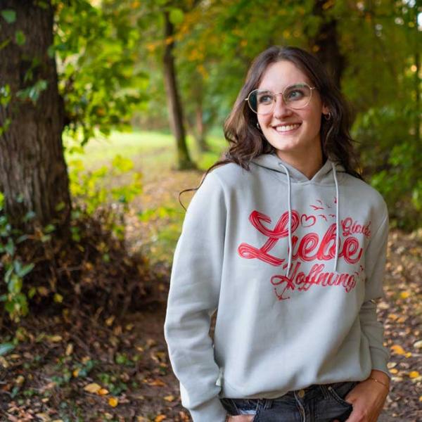 Glaube Liebe Hoffnung Hoodie Damen Lichtgrau